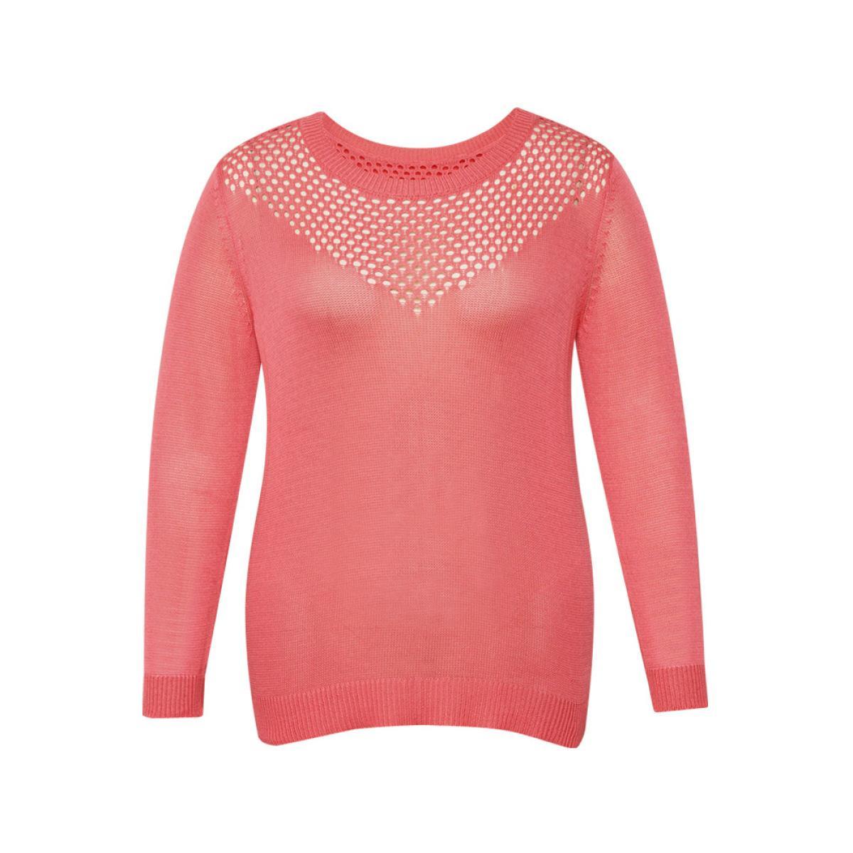 Plus Size Plain Patchwork Cut Out Round Neck Pullover Watermelon Women Casual Bodycon Long Sleeve Round Neck Everyday Pullovers BloomChic 28/5X Product Image