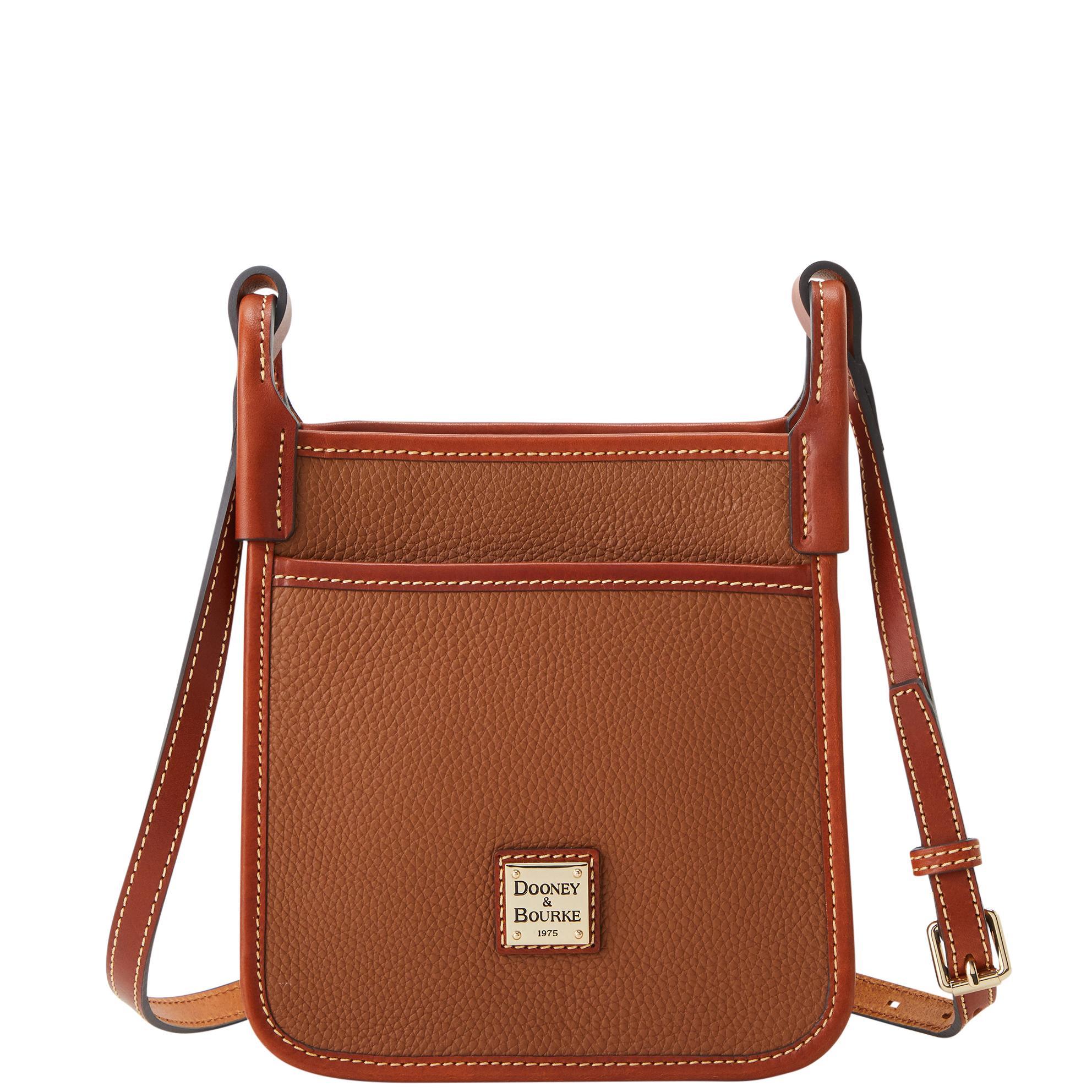 Dooney & Bourke Womens Pebble Grain Letter Leather Carrier Bag in Caramel Product Image