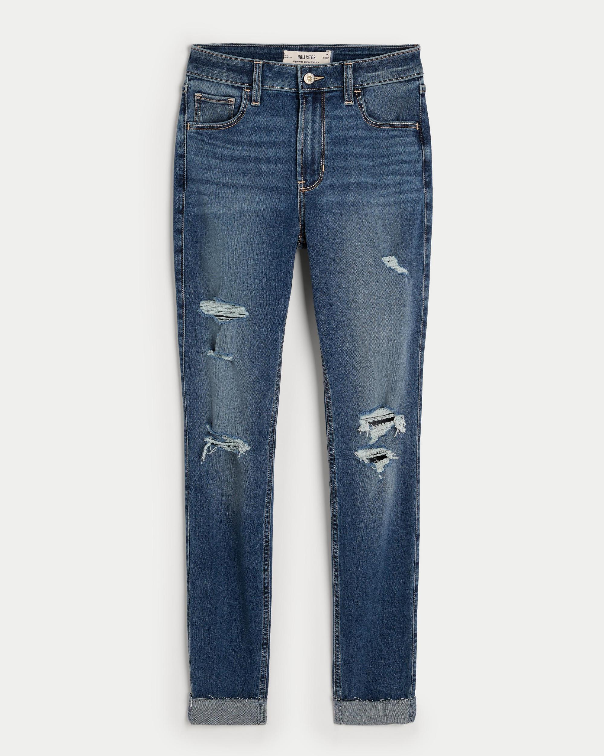 High-Rise Ripped Medium Wash Super Skinny Jeans Product Image