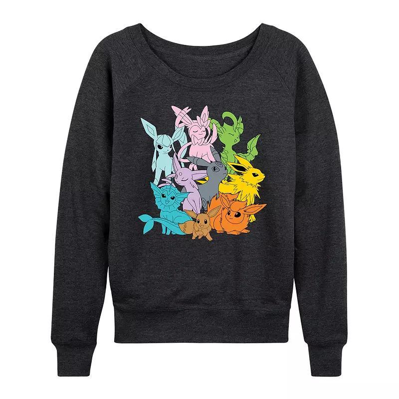 Women's Pokemon Eevolutions French Terry Long Sleeve Tee, Size: XXL, Heather Grey Product Image