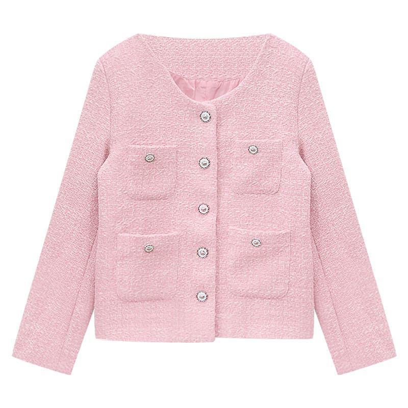 Tweed Button-Up Jacket / High Waist Shorts Product Image