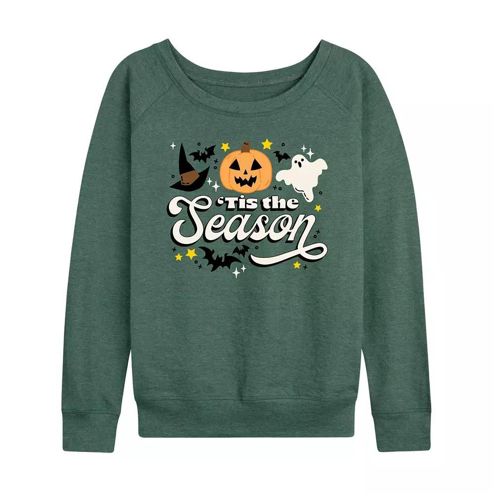 Womens Tis The Season Halloween French Terry Long Sleeve Tee Grey Green Product Image