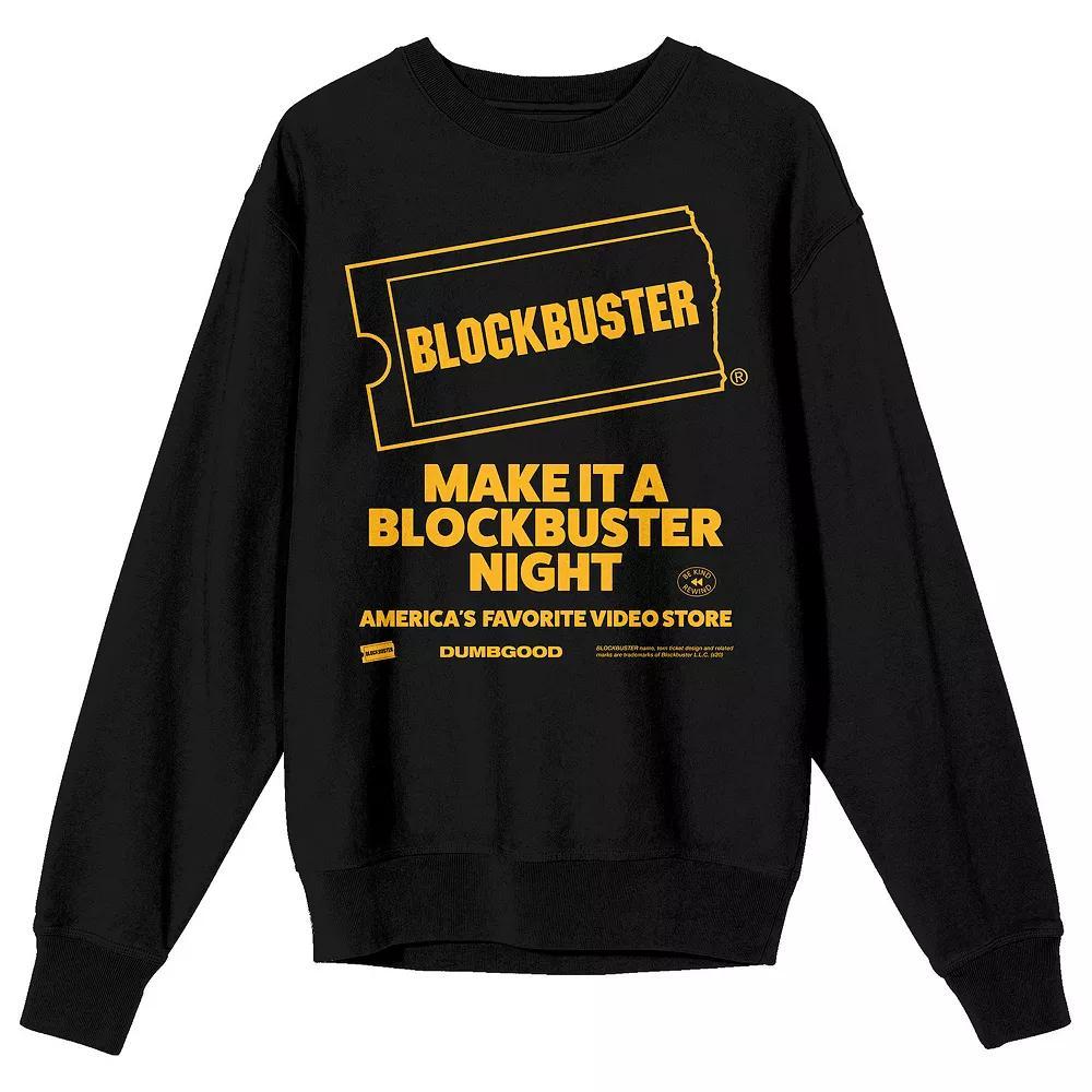Men's Blockbuster "Make It a Blockbuster Night" Black Long Sleeve Graphic Tee, Size: XL Product Image