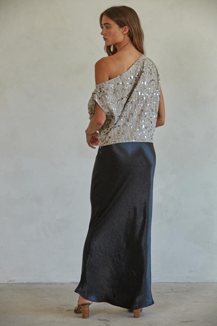 Sequin Chiffon Off-the-Shoulder Top Product Image