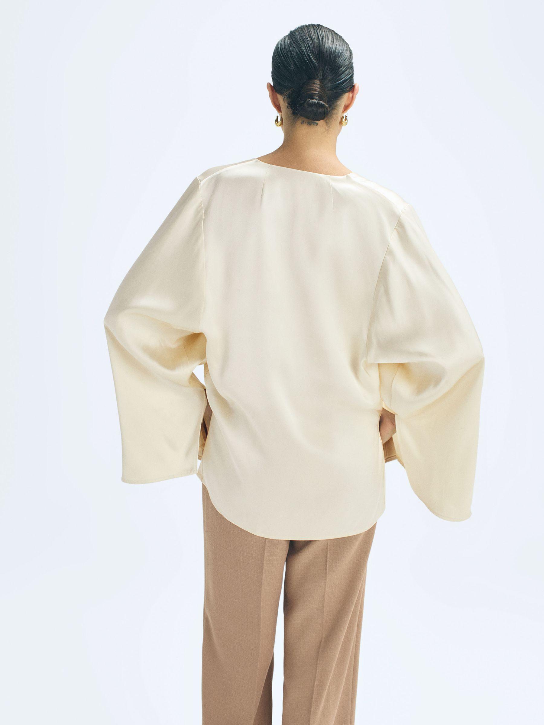 Duchess Satin Split Sleeve Top in Champagne Product Image