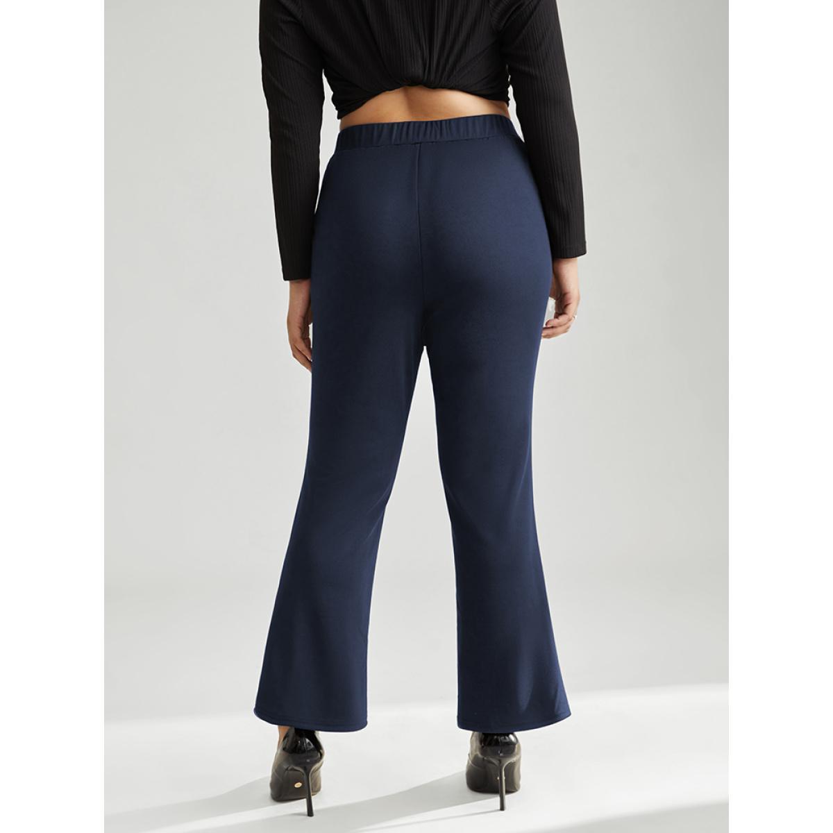 Plus Size Rhinestone Elastic Waist Bootcut Pants Women Indigo Cocktail Bootcut High Rise Party Pants BloomChic 26/4X Product Image