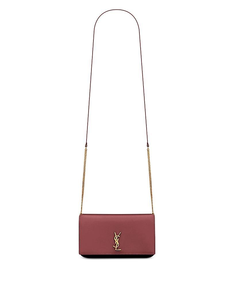 Womens Cassandre Phone Holder with Strap in Shiny Crocodile-Embossed Leather Product Image