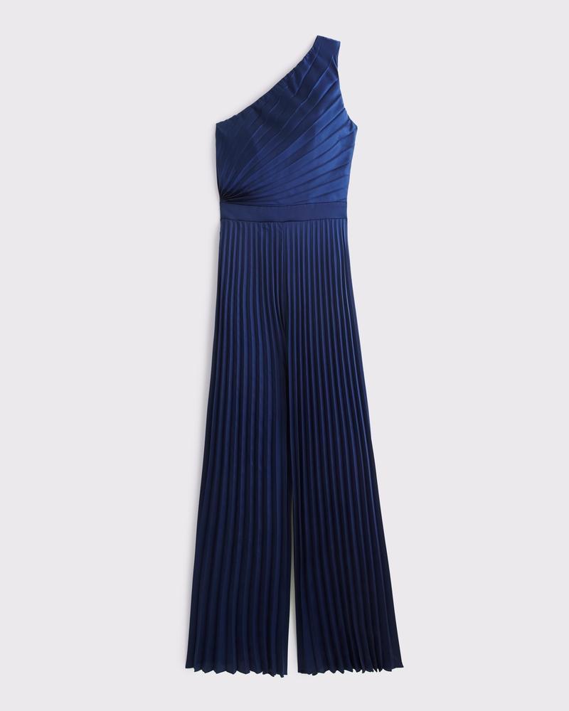 The A&F Giselle Pleated One-Shoulder Jumpsuit Product Image