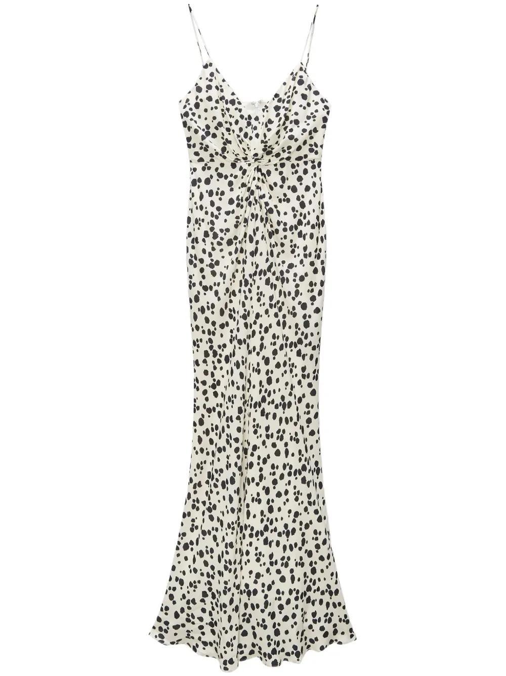 MSGM Maxikleid Mit Punkte-print In Weiss Product Image