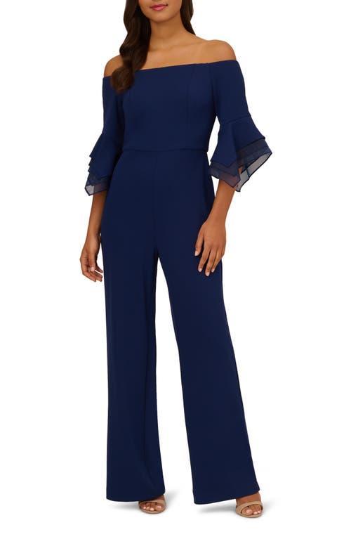 Adrianna Papell Organza Crepe Off The Shoulder Jumpsuit Product Image