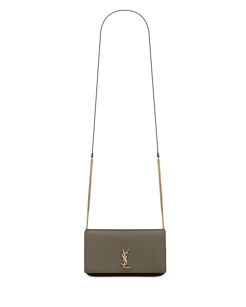 Womens Cassandre Phone Holder with Strap in Shiny Crocodile-Embossed Leather Product Image