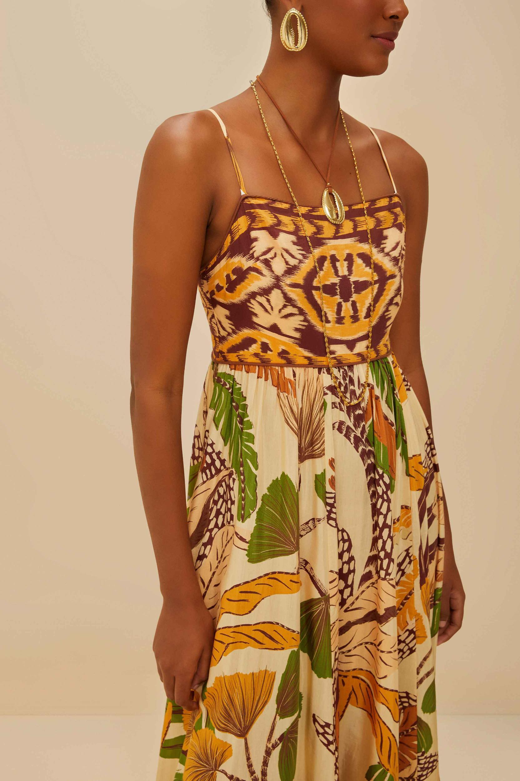 Sand Foliage Sketch Maxi Dress Product Image