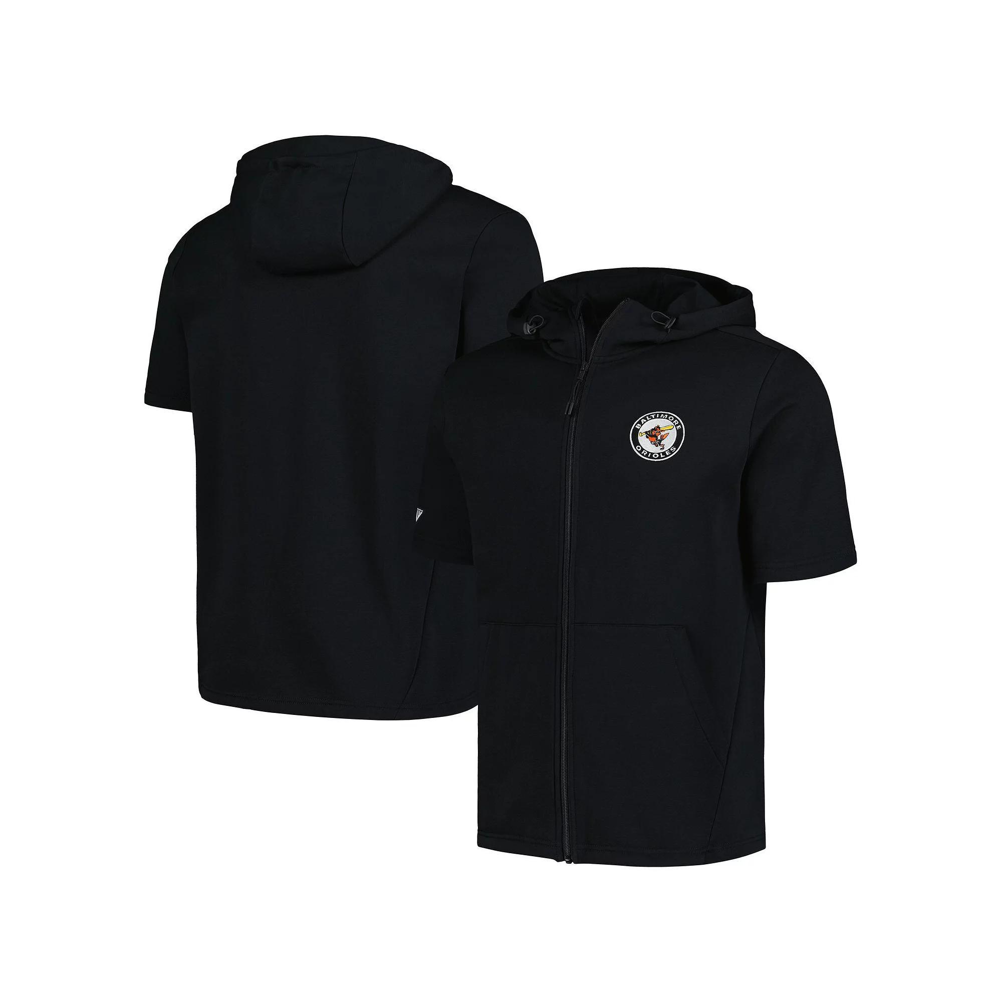 Men's Levelwear Black Baltimore Orioles Recruit Short Sleeve Full-Zip Hoodie, Size: Small Product Image