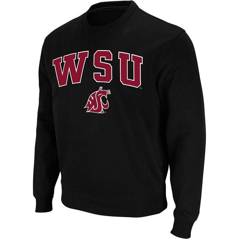 Mens Colosseum Charcoal Washington State Cougars Arch & Logo Crew Neck Sweatshirt Product Image