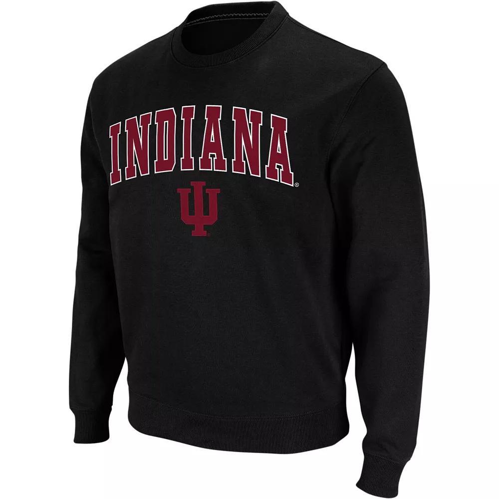 Men's Colosseum Black Indiana Hoosiers Arch & Logo Crew Neck Sweatshirt, Size: Small Product Image