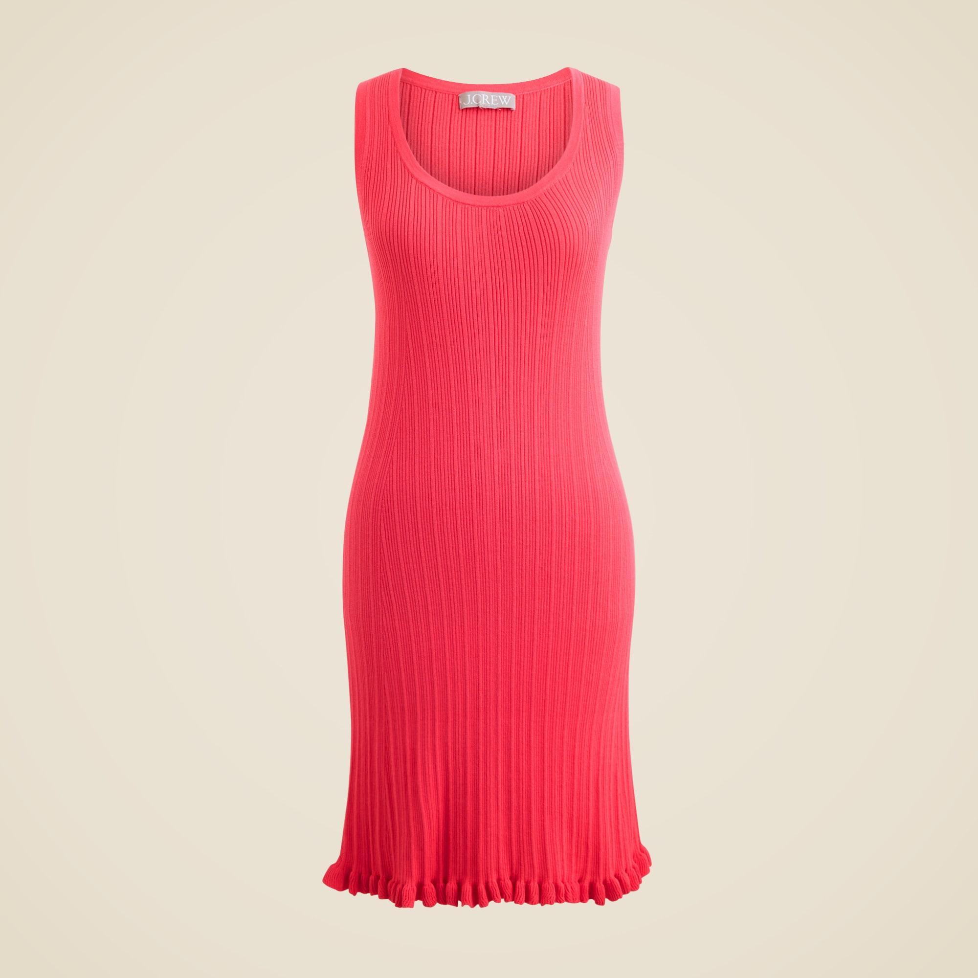 Ruffle-trim sweater-dress in premium ultra-fine cotton Product Image