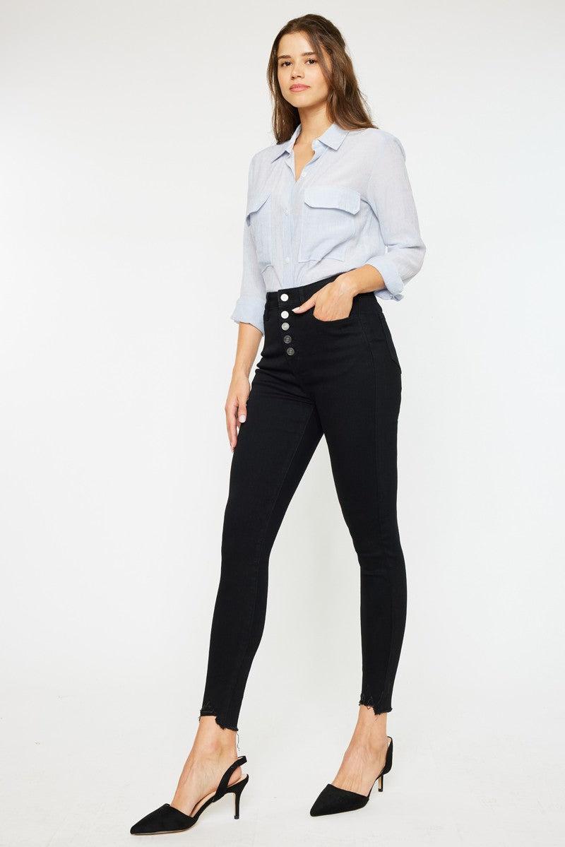 High Rise Button Fly Super Skinny Jeans Product Image