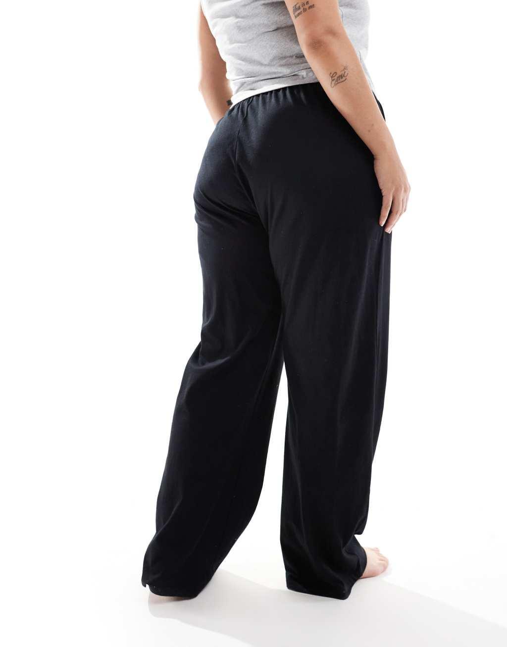 ASOS DESIGN Curve mix & match cotton pajama pants in black Product Image