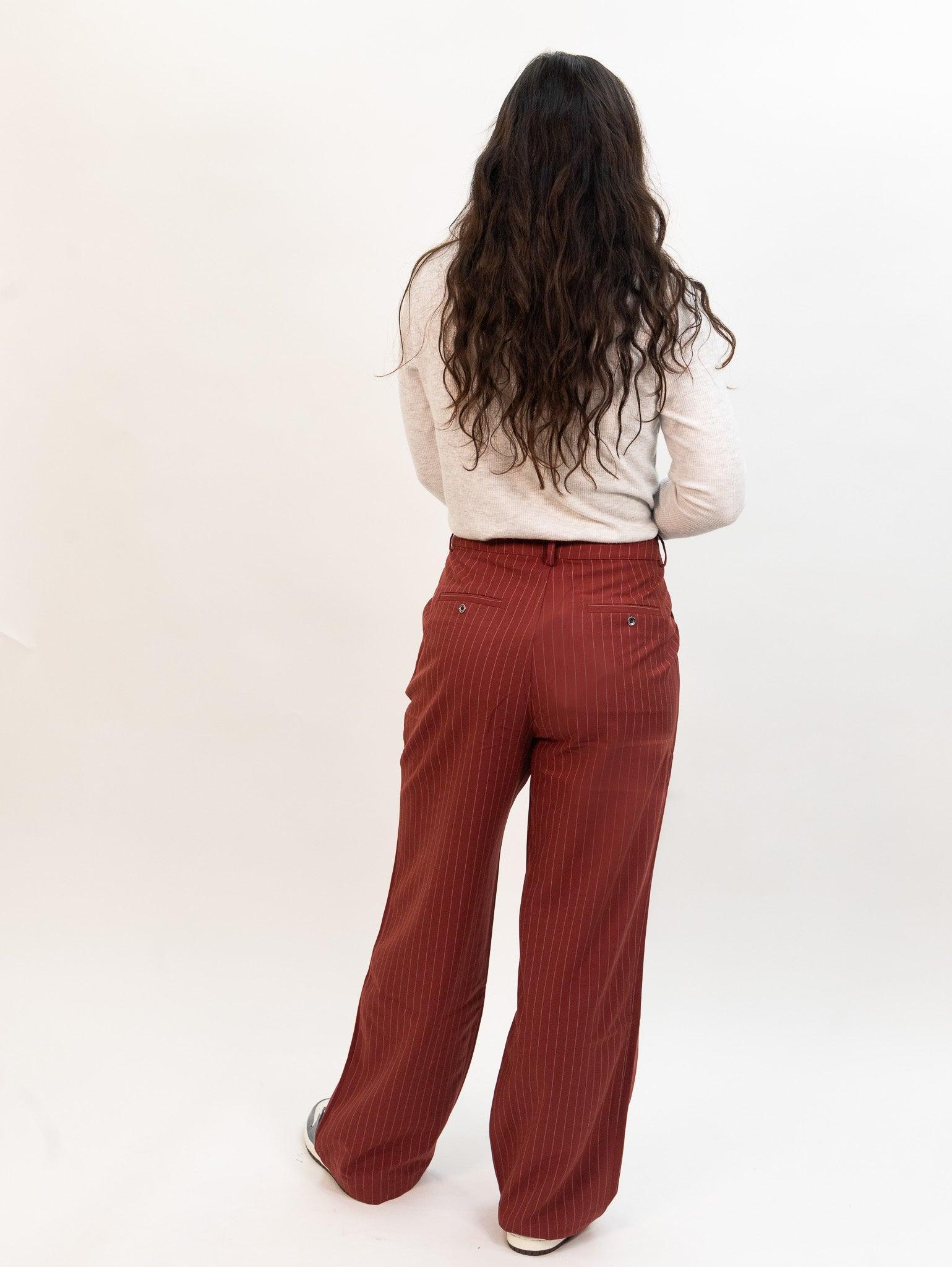 Wild Pony Pinstripe Suit Pants - Burgundy Product Image
