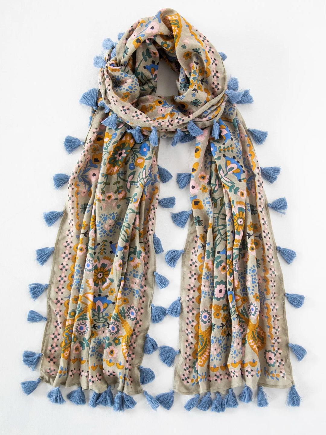 Sayulita Scarf - Blue Cream Floral Product Image