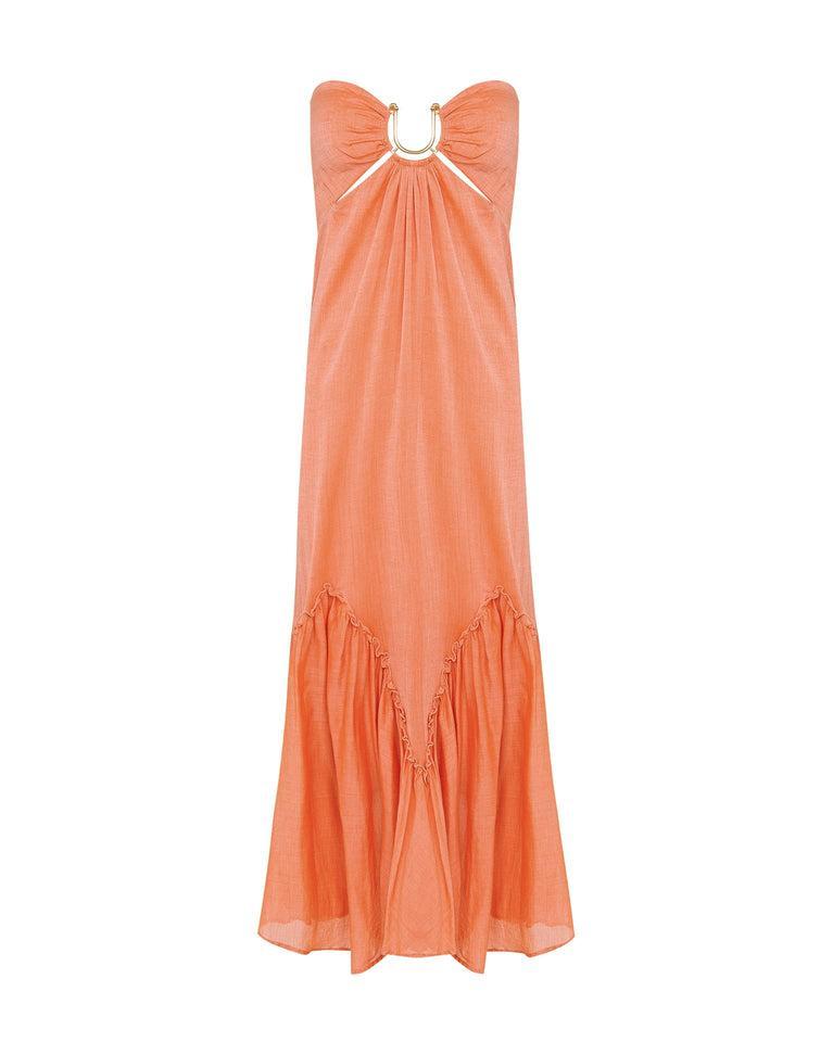 Harper Detail Long Dress (exchange only) - Grapefruit Product Image