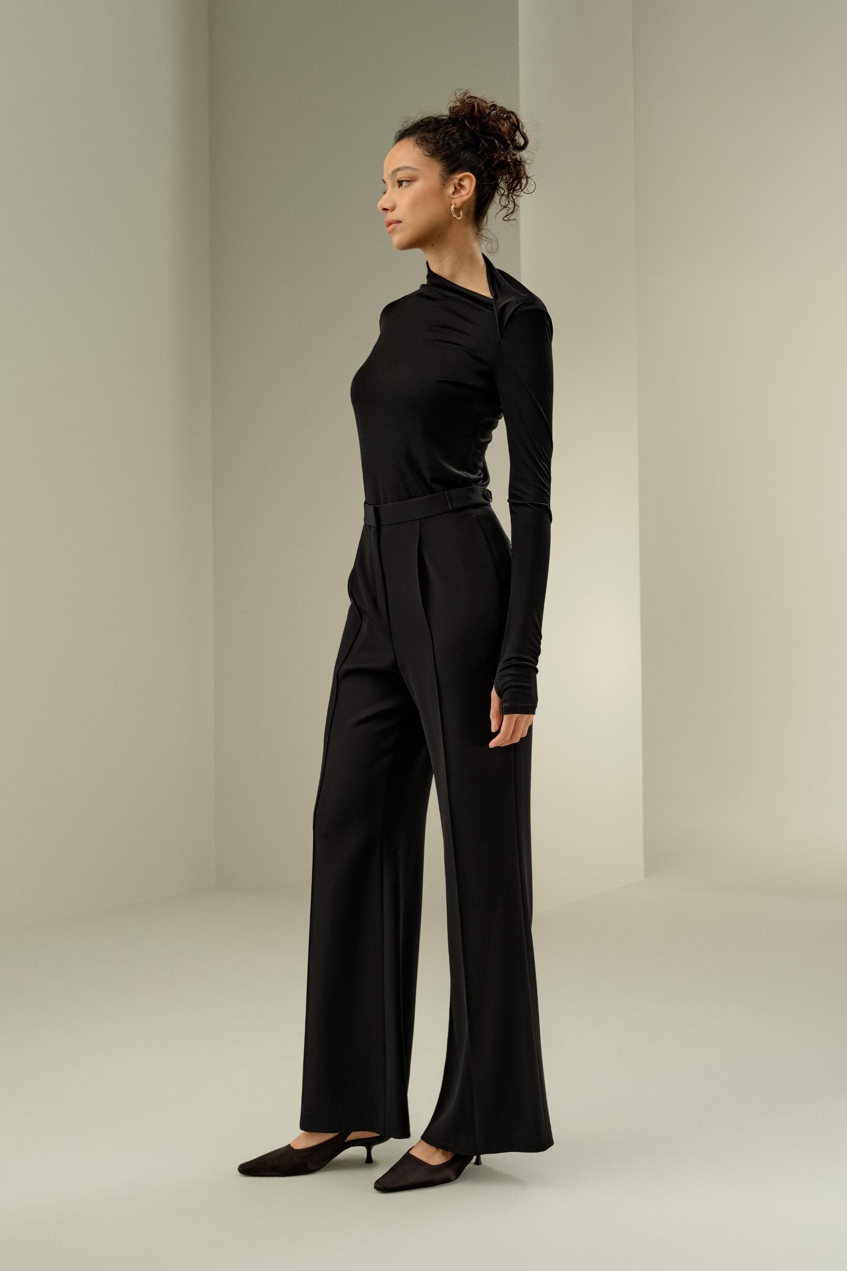Slim Fitted Silk Jersey Long Sleeve Top Product Image
