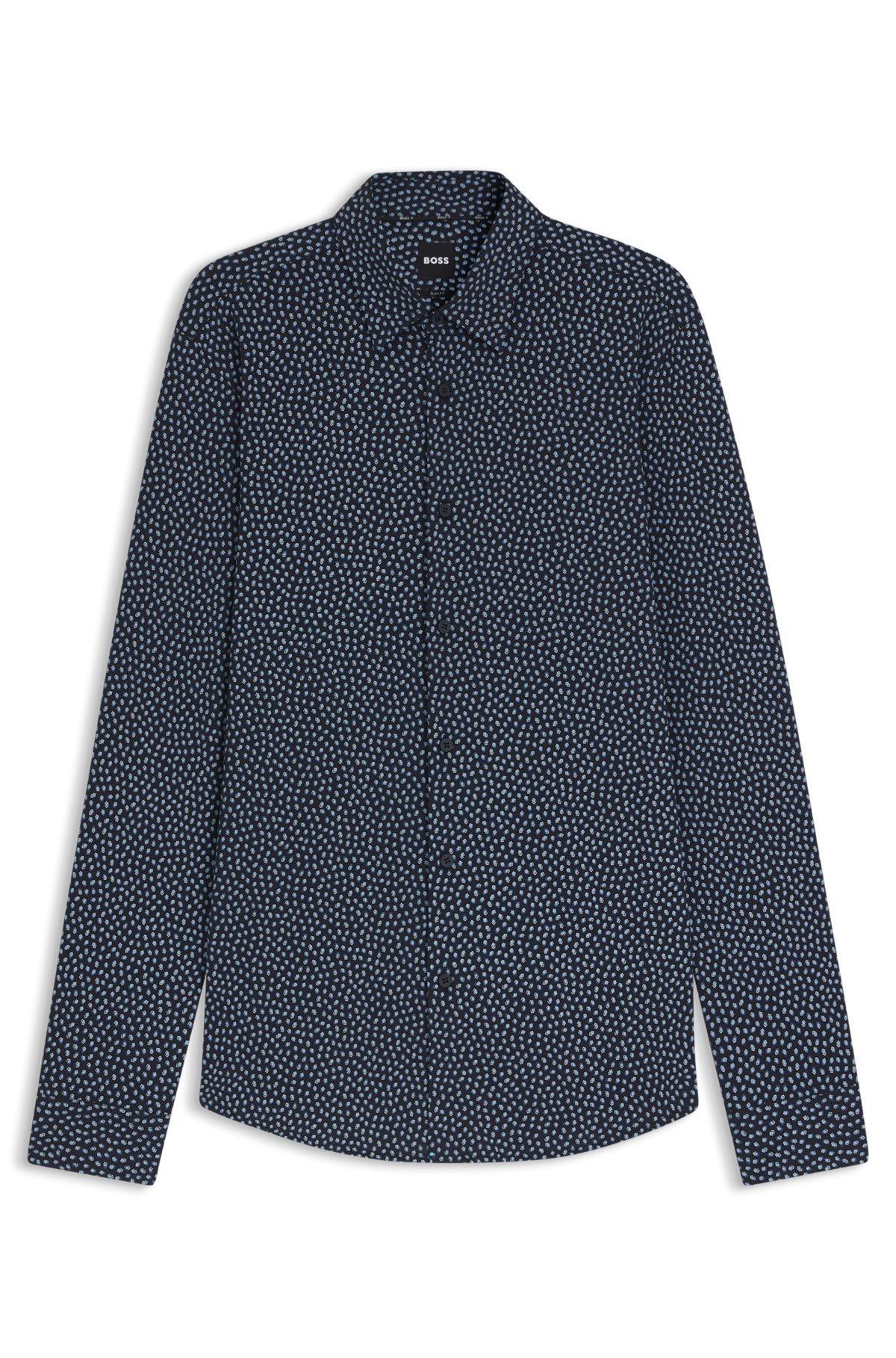 Slim-fit shirt in printed cotton Product Image