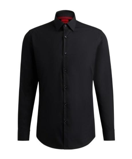 HUGO BOSS Lapel Long-sleeved Shirt In Black Product Image