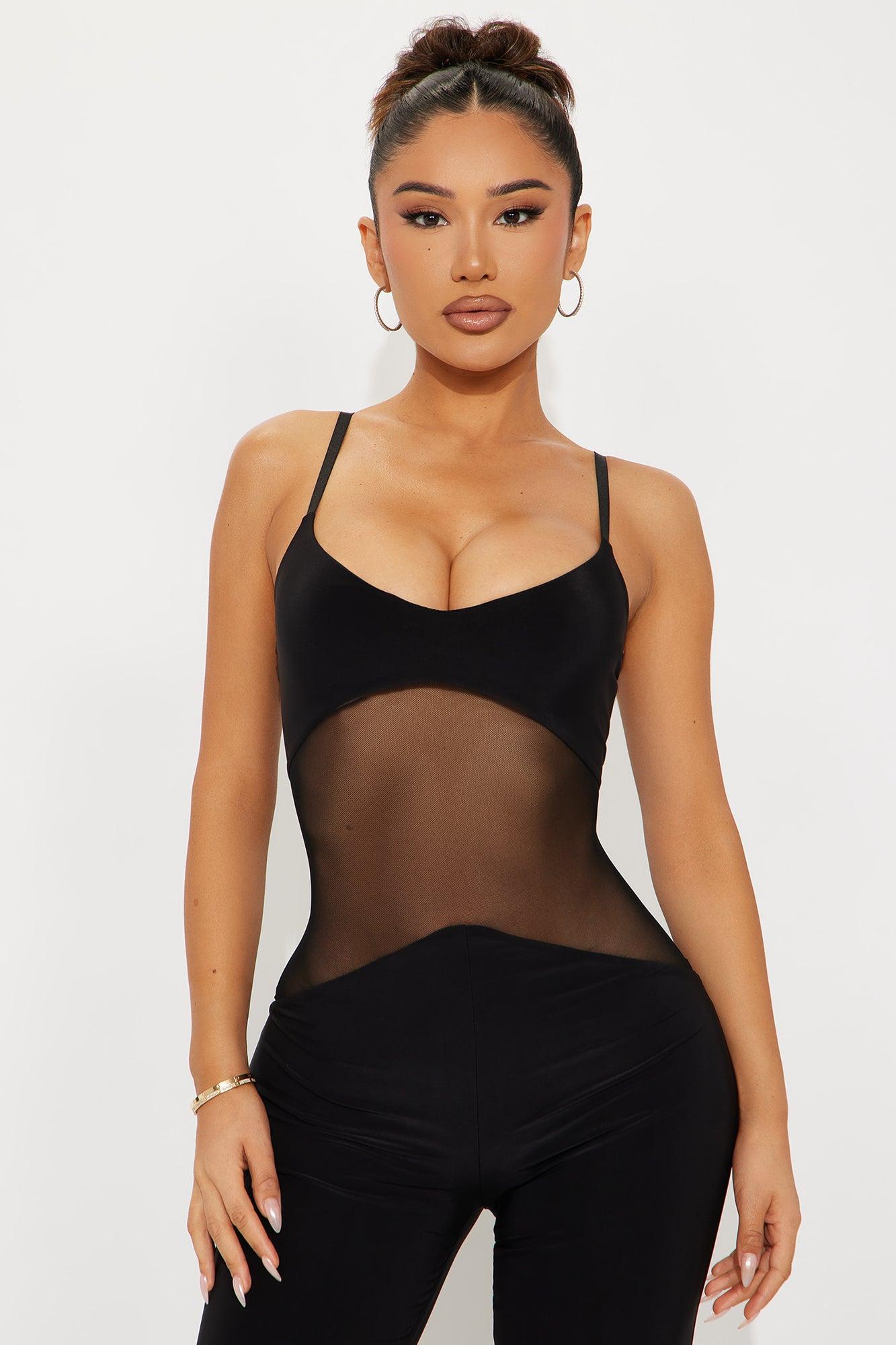 Viviana Mesh Cut Out Jumpsuit - Black Product Image