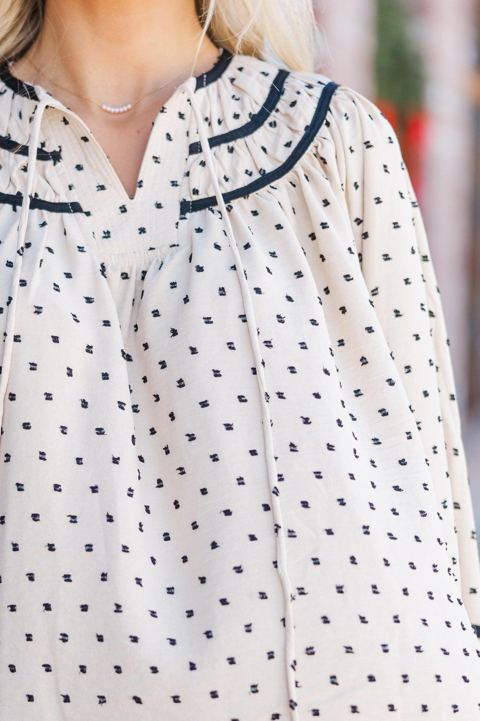 Soon To Be Tan Ditsy Dotted Blouse Female Product Image