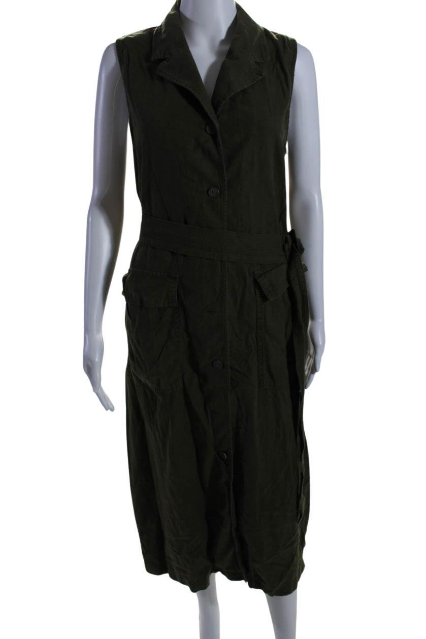 JW ANDERSON Women's Sleeveless Button Down Pockets Midi Dress Green Product Image