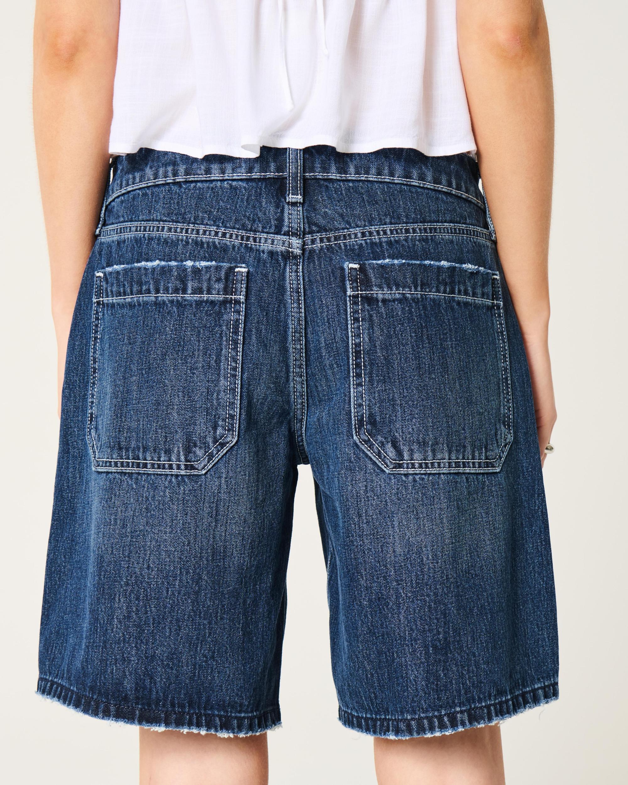 Low-Rise Washed Black Baggy Jort Product Image