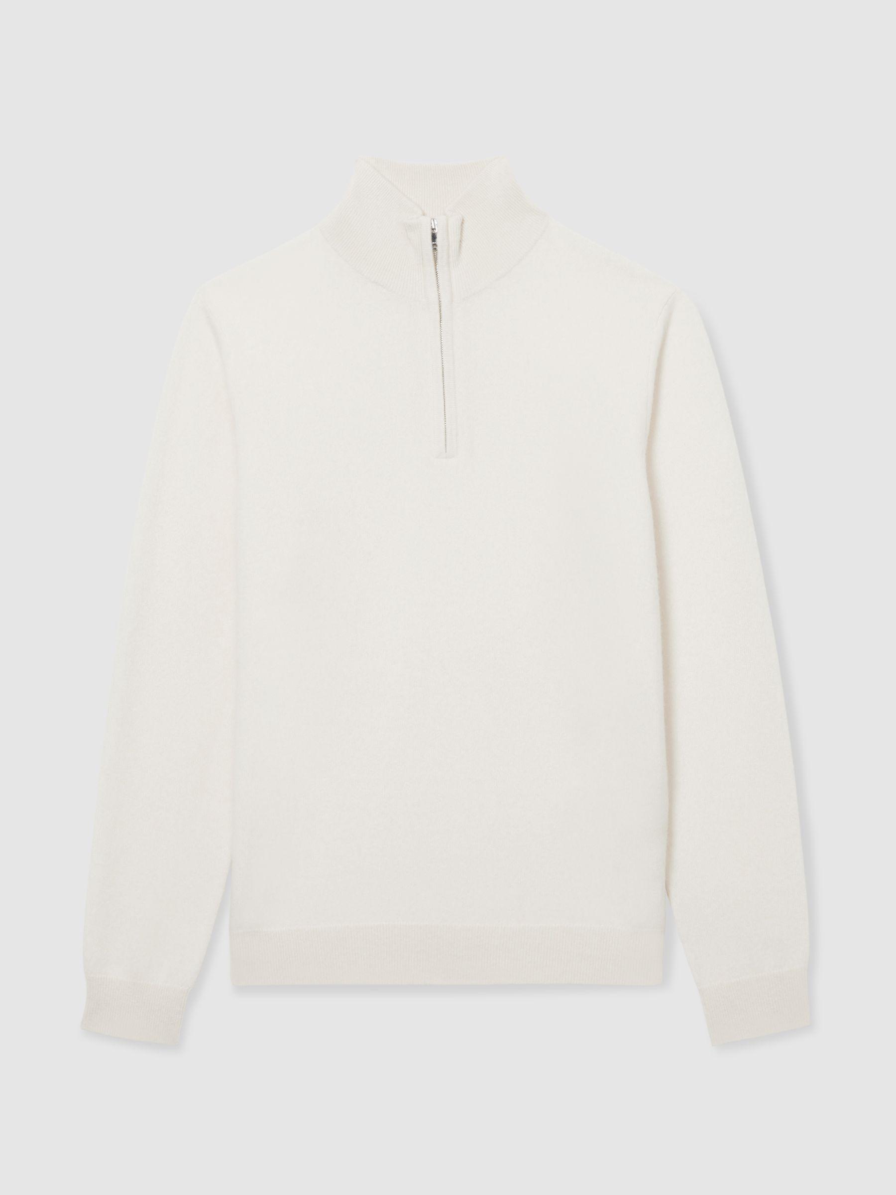 Atelier Cashmere Zip-Neck Jumper in White Product Image