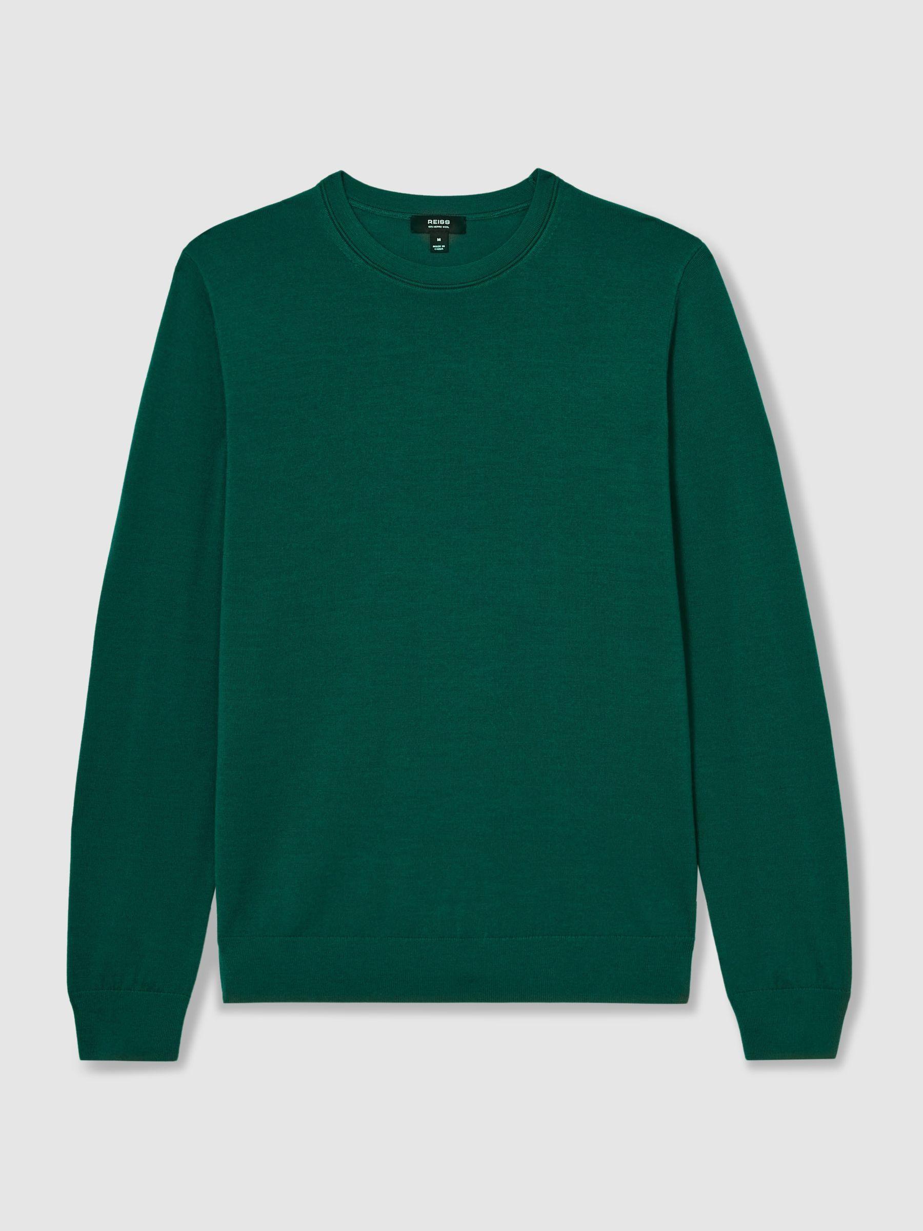 Merino Wool Crew Neck Jumper in Opal Green Product Image