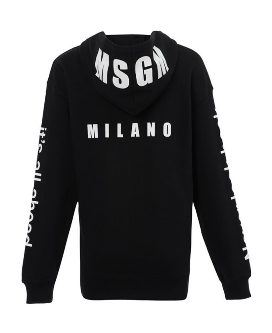 MSGM Logo Hooded Sweater In Black Product Image