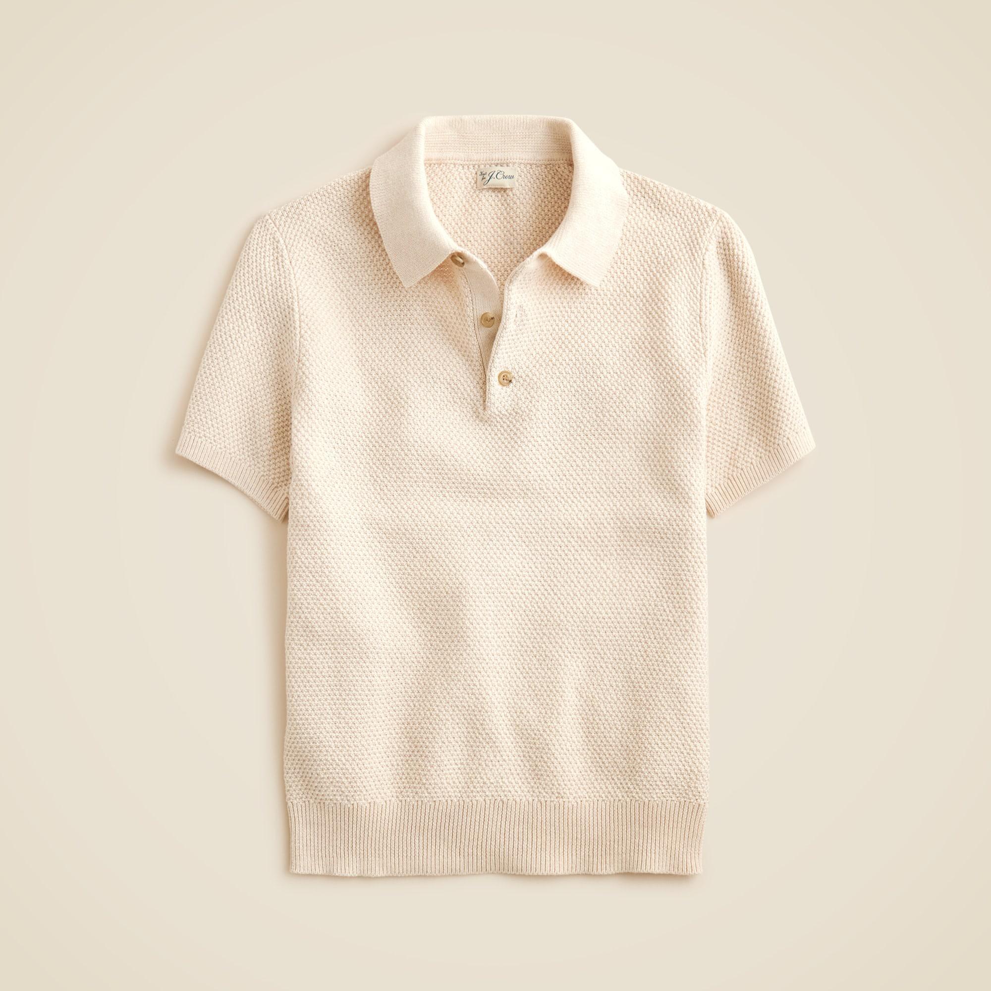 Short-sleeve cotton seed-stitch sweater-polo Product Image