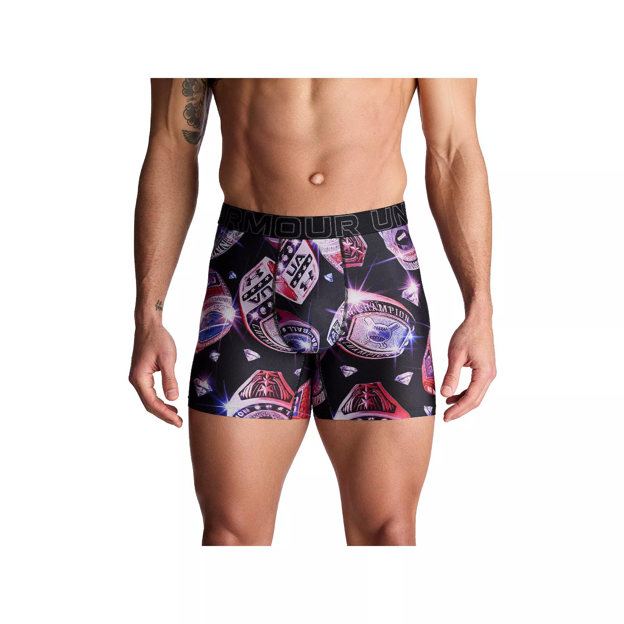Men's Under Armour 6-Inch Performance Tech Mesh Graphic Boxer Brief, Size: XS, Assorted Product Image