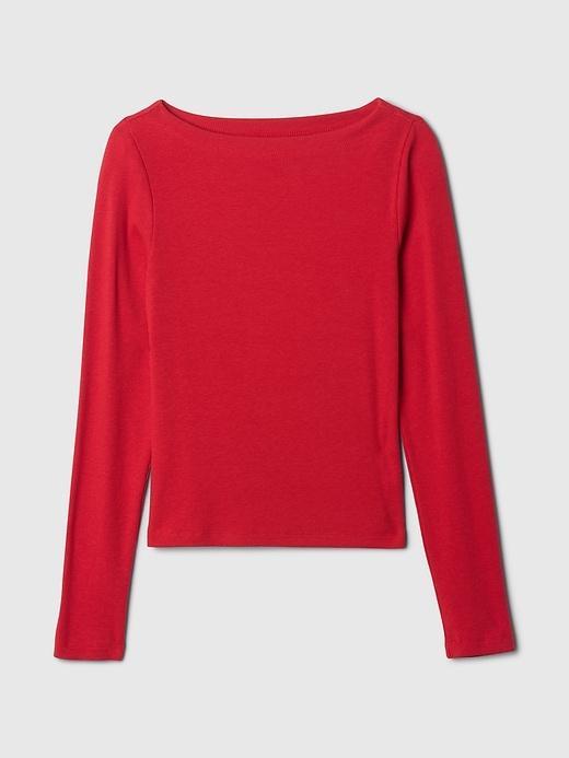 Modern Rib Cropped Boatneck T-Shirt Product Image