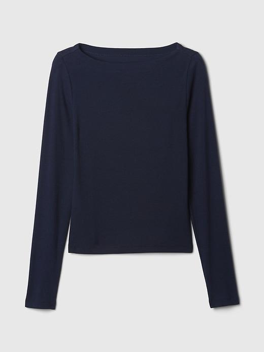 Modern Rib Cropped Boatneck T-Shirt Product Image