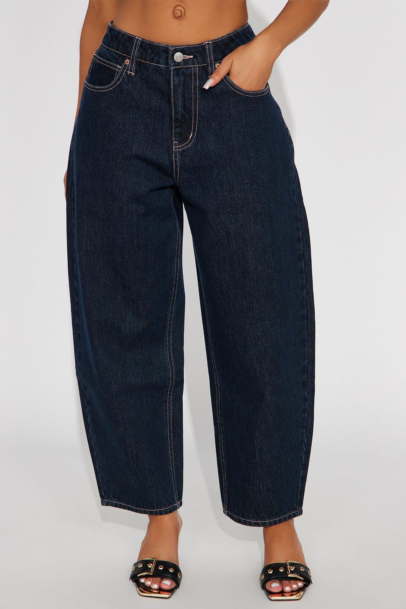 Classic Barrel Leg Jeans - Dark Wash Product Image