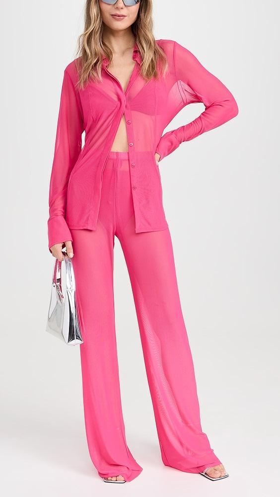 Good American Gauze Mesh Wide Leg Pants | Shopbop Product Image