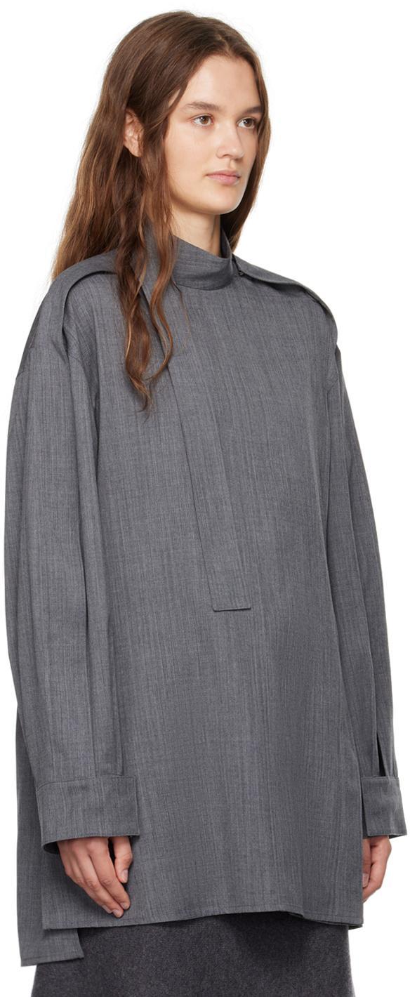 JIL SANDER Neck Strap Boxy Wool Top In 030 Volcanic Glass Product Image