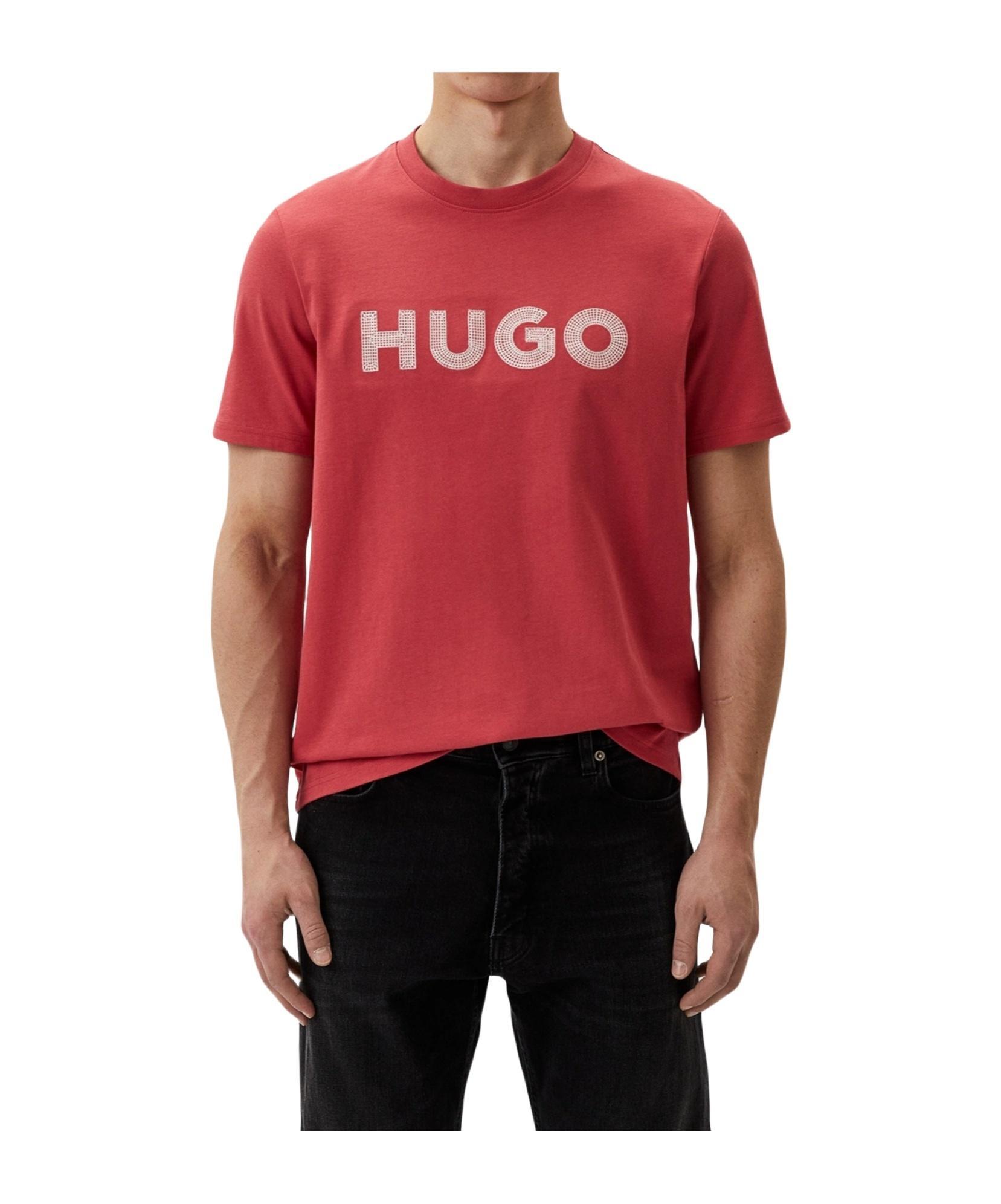 HUGO BOSS Drochet Cotton T-shirt In Red Product Image