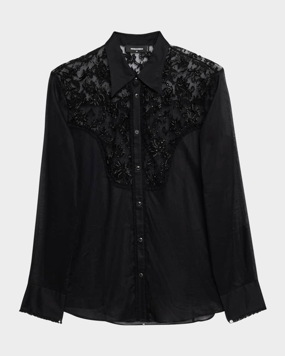 Mens Embroidered Sheer Western Shirt Product Image