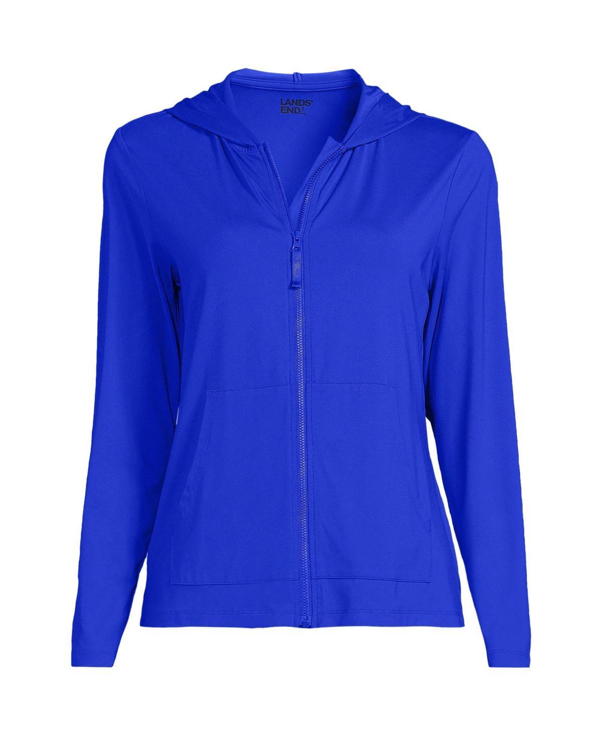 Petite Lands' End UPF 50 Hooded Full-Zip Long Sleeve Rash Guard, Women's, Size: XL Petite, White Product Image