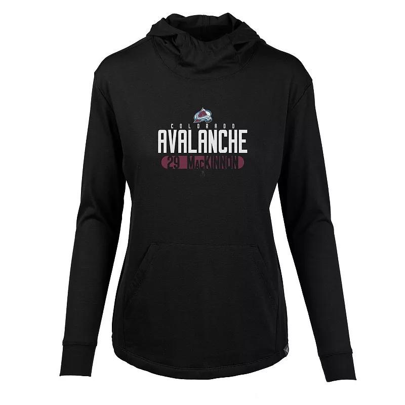 Women's Levelwear Nathan MacKinnon Black Colorado Avalanche Vivid Tracer Name & Number Pullover Hoodie, Size: Small Product Image