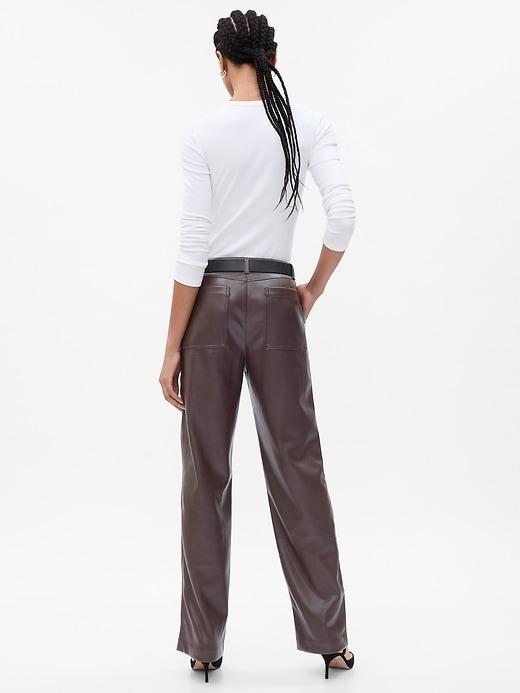 Mid Rise Vegan Leather Loose Pants Product Image