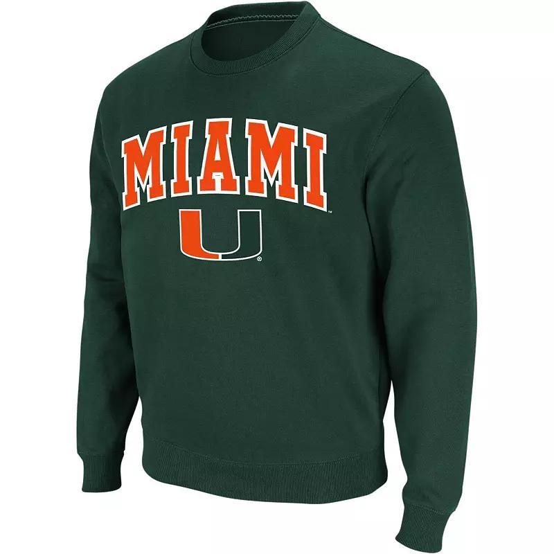 Men's Colosseum Green Miami Hurricanes Arch & Logo Crew Neck Sweatshirt, Size: Small Product Image