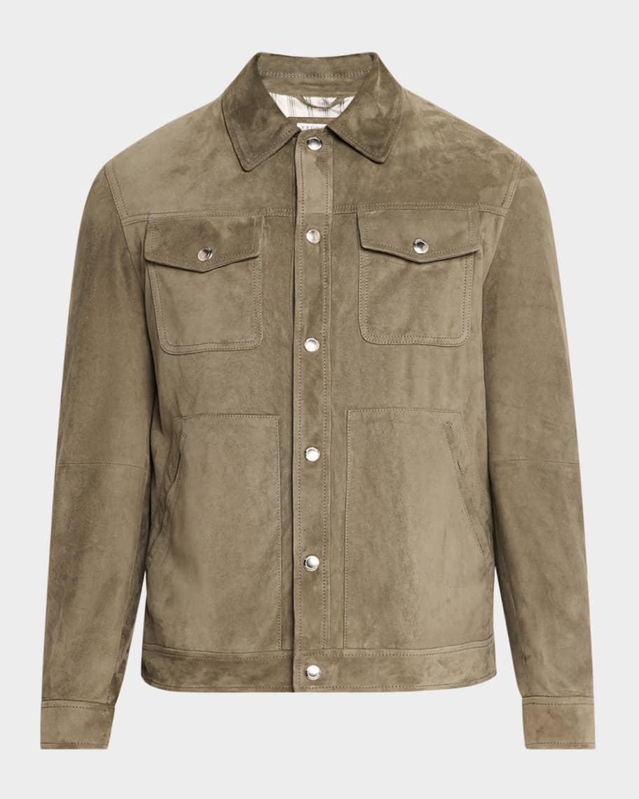 Mens Suede Shirt Style Outerwear Jacket Product Image