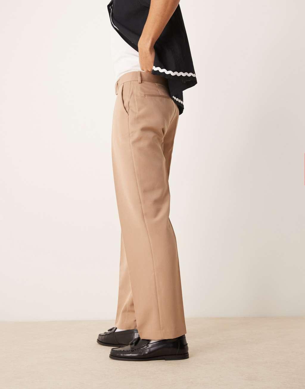 ASOS DESIGN smart straight leg pants in camel Product Image